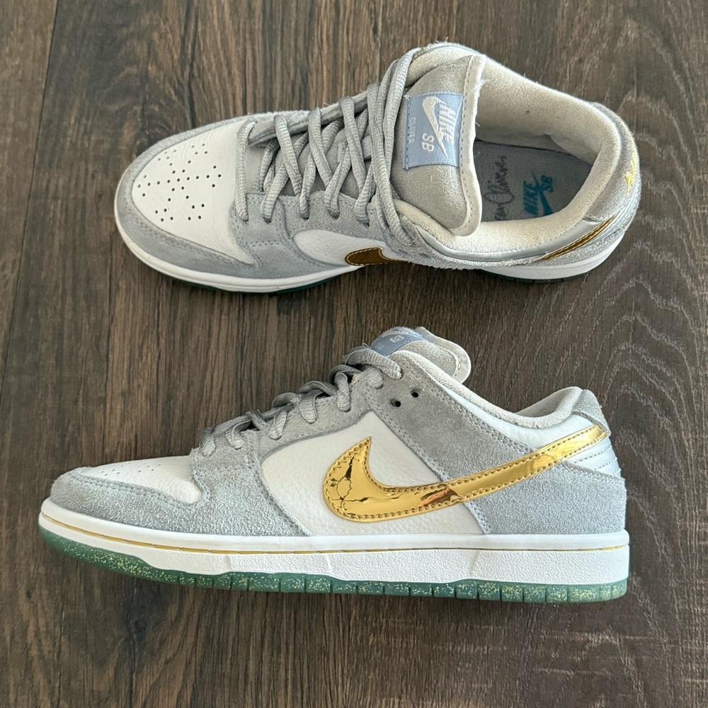 Nike SB Dunk Low SB Men’s Size 7.5 Sean Cliver Holidays Special Gray Gold Vtg - Picture 7 of 16